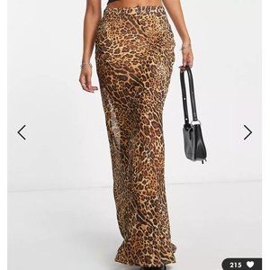 ASOS DESIGN sheer maxi skirt in leopard print